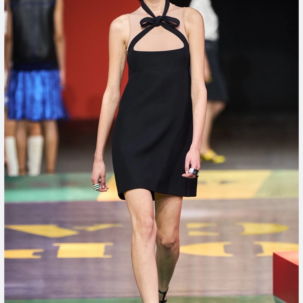 NWOT Christian Dior SS22 Runway Bow Neck Dress Size 36 / S